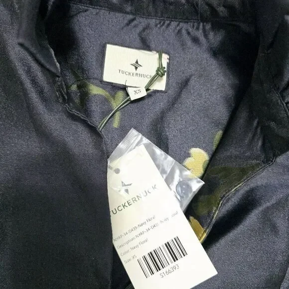 NWT - Tuckernuck - XS - Navy Jasmine Vine Jacquard Formal Palmerston Dress $228 - Picture 12 of 13